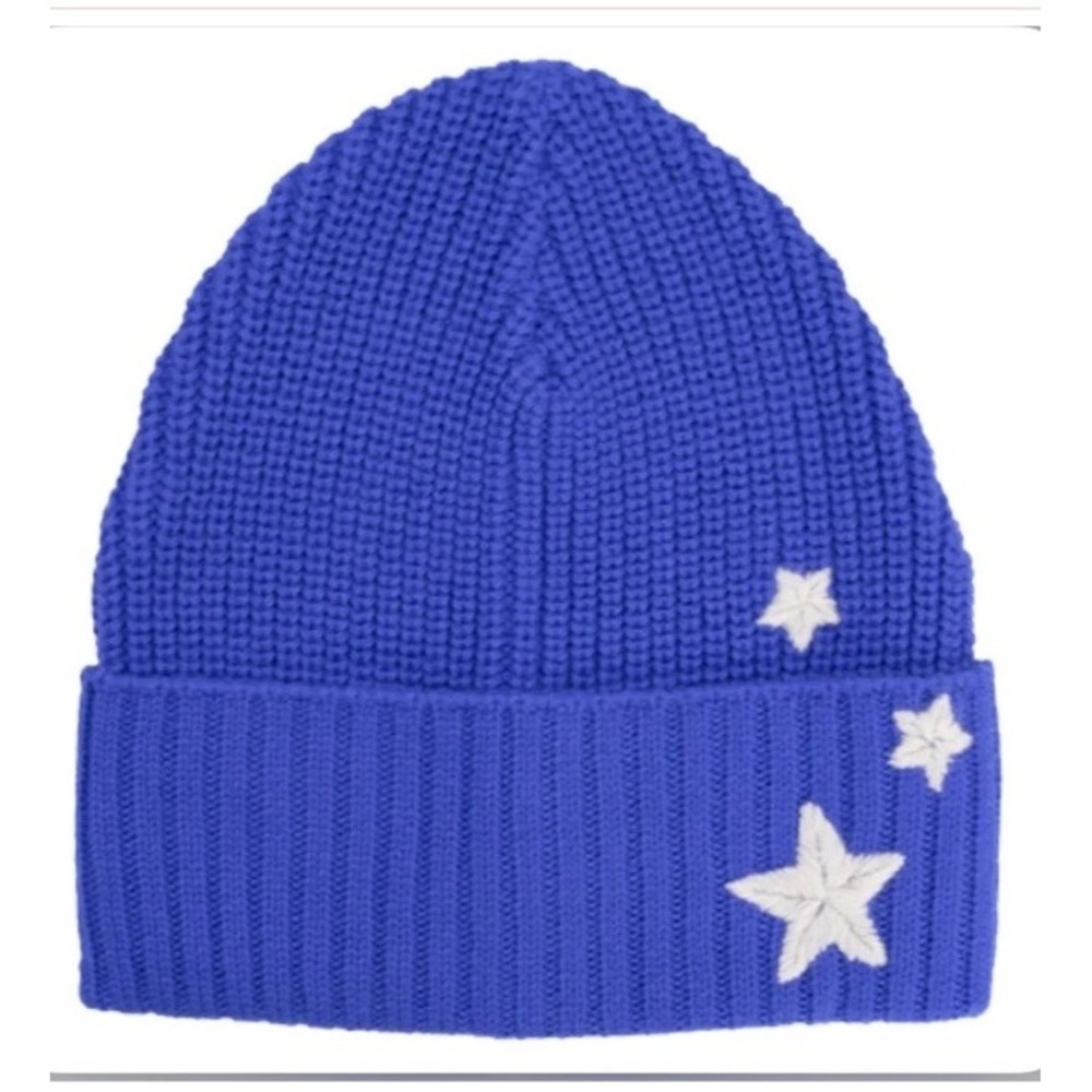 Rebeca Minkoff Embroidered Peak Star Beanie Cobalt Blue NWT